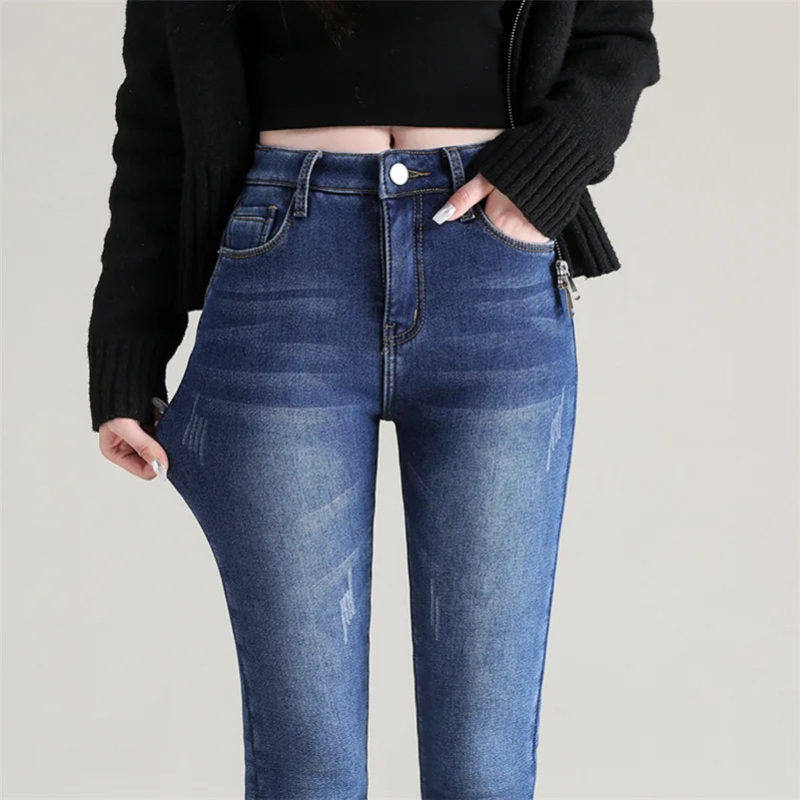 Jassy | Damen Thermo Jeans | Schwarz