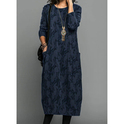 Tilda | Damen Midi Kleid Für Hochzeitsgast Mit Muster – Blau