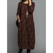Tilda | Damen Midi Kleid Für Hochzeitsgast Mit Muster – Braun