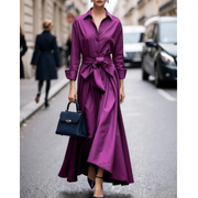 Tilda | Damen Stilvolles Maxi Hemdblusenkleid – Lila