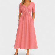 Tina | Damen Maxikleid Sommer leicht für warme Tage – Rosa