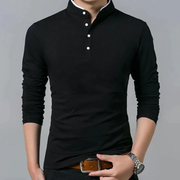 Tobias | Herren Henley Shirt Für Freizeit Schlicht – Schwarz