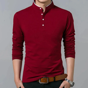 Tobias | Herren Henley Shirt Für Freizeit Schlicht – Rot