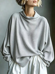 Aella - Strukturiertes Oversize-Top mit Stehkragen – Grau