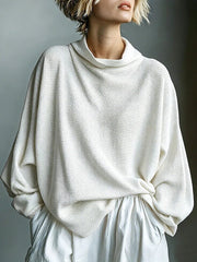 Aella - Strukturiertes Oversize-Top mit Stehkragen – Weiß