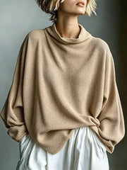 Aella - Strukturiertes Oversize-Top mit Stehkragen – Khaki