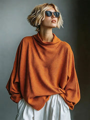 Aella - Strukturiertes Oversize-Top mit Stehkragen – Orange