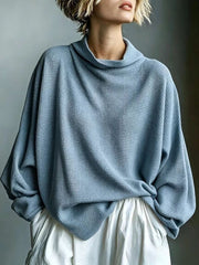 Aella - Strukturiertes Oversize-Top mit Stehkragen – Blau