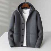Torben | Herren Strickjacke mit Kapuze Cardigan – Grau