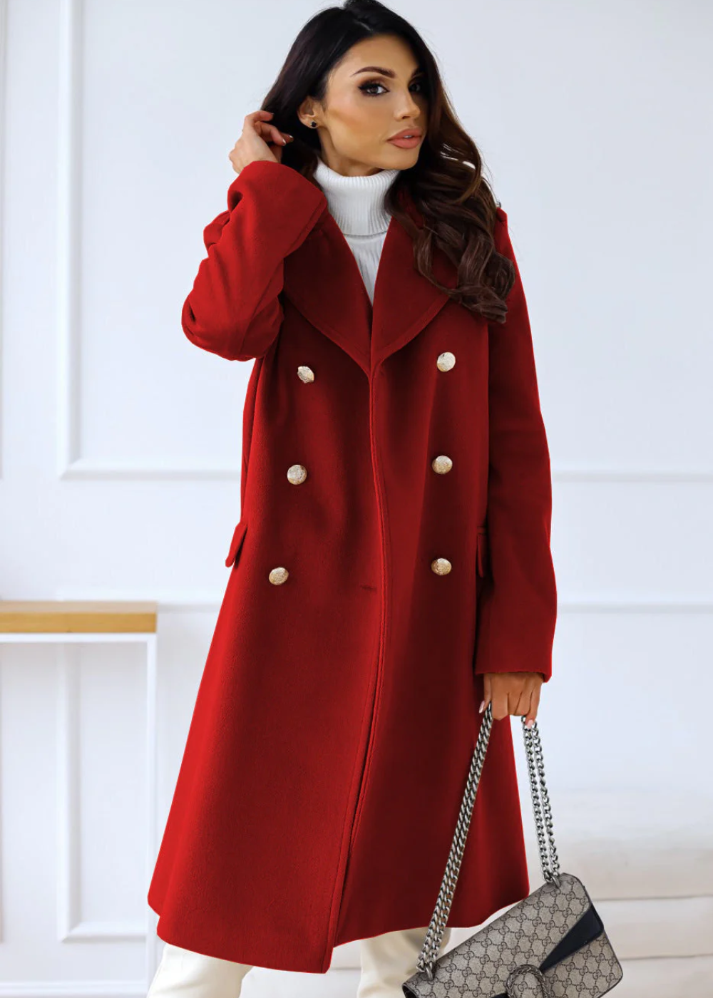 Catherine | Trenchcoat Damen Lang | Schwarze Jacke