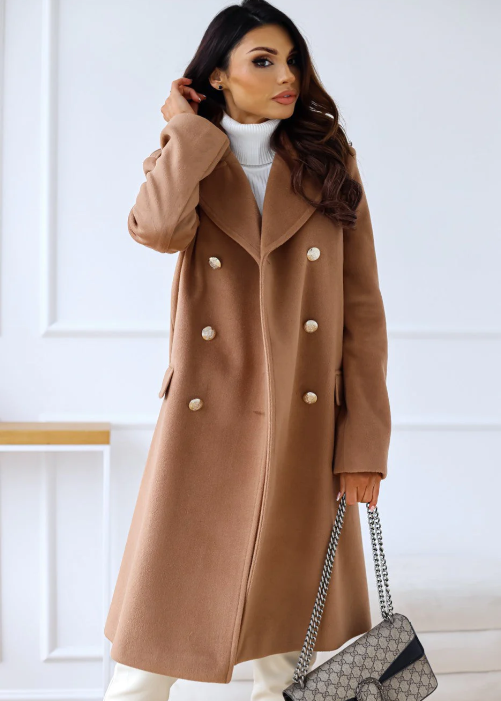 Catherine | Trenchcoat Damen Lang | Schwarze Jacke