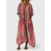 Trinity | Damen Sommerkleid Maxi Boho – Dunkelrosa