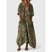 Trinity | Damen Sommerkleid Maxi Boho – Olivgrün