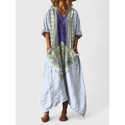 Trinity | Damen Sommerkleid Maxi Boho – Puderblau