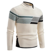 Heinrich | Herren Langarm-Pullover mit Geometrischem Muster – Beigestreifen