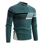 Heinrich | Herren Langarm-Pullover mit Geometrischem Muster – Grüner Streifen