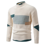 Heinrich | Herren Langarm-Pullover mit Geometrischem Muster – Geometrisch Beige