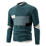Heinrich | Herren Langarm-Pullover mit Geometrischem Muster – Geometrisch Grün