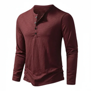 Udo | Herren Henley Shirt Mit Kragen Elegant – Weinrot