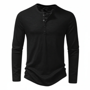 Udo | Herren Henley Shirt Mit Kragen Elegant – Schwarz
