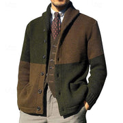 Ulfbert | Herren Strickjacke Colour-Block Cardigan – Militärgrün