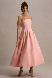Sommerfeld | Stilvolles Midi-Kleid mit Schulterfreiem Ausschnitt – Rosa