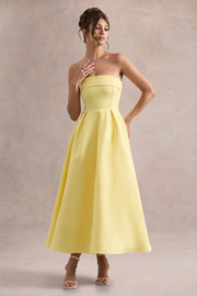 Sommerfeld | Stilvolles Midi-Kleid mit Schulterfreiem Ausschnitt – Gelb