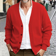 Valdric | Herren Strickjacke V-Ausschnitt Rot – Bordeaux
