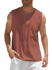 Valentin | Herren V-Ausschnitt Tank Top ärmellos – Rot