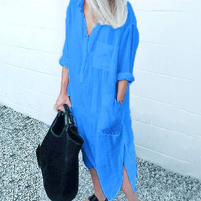 Maxi-Hemdkleid im Leinenstil für Damen