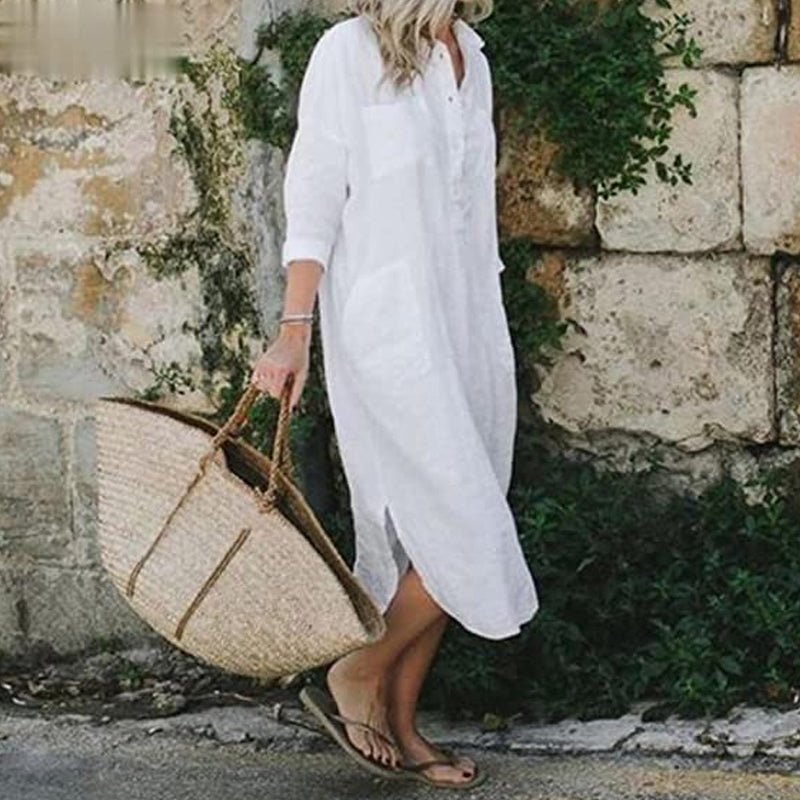 Maxi-Hemdkleid im Leinenstil für Damen