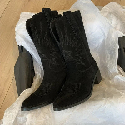 Margaret - Westernstiefel aus besticktem Leder