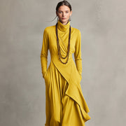 Damen-Boho-Maxikleid, asymmetrisch – Gelb
