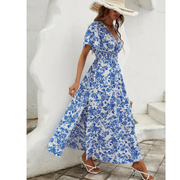 Velora | Blau Damen Modernes Sommerkleid Maxi Boho – Blau