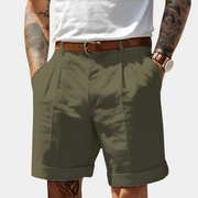 Davinci | Elegante Herren-Bermudas mit Bundfalten – Armeegrün