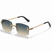 Victor | Herren Moderne Sonnenbrille Aviator Gold Metall – Blau 2