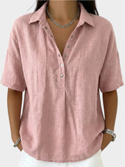 Alaira - Bluse mit V-Ausschnitt und weichem Griff – Pink