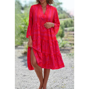 Violetta | Damen Sommerkleid Midi Boho Modern Leicht – Rot