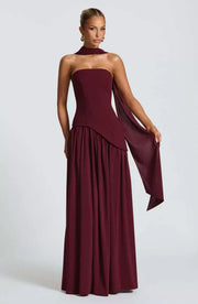 Viorica | Damen Trägerloses Abendkleid Maxi Elegant – Rot