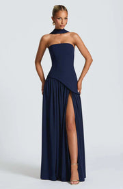 Viorica | Damen Trägerloses Abendkleid Maxi Elegant – Blau