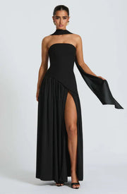 Viorica | Damen Trägerloses Abendkleid Maxi Elegant – Schwarz