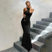 Virella | Damen Maxi Abendkleid Für Feier Elegant – Schwarz
