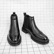 Volkhard | Herren Chelsea Boots Brogue Stiefelette – Schwarz