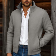 Walfried | Herren Strickjacke mit Stehkragen – Grau