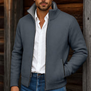 Walfried | Herren Strickjacke mit Stehkragen – Marineblau