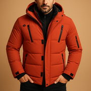 Klaus | Herren Robuste Dicke Winterjacke mit Reißverschluss – Orange