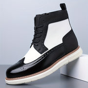 Wendelin | Herren Stiefelette Schnürboot Brogue – Schwarz