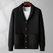 Wendelin | Herren Strickjacke mit Schalkragen – Schwarz