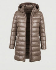 Johanna | Winterjacke Damen Ultraleichte Slim-Fit Daunenjacke mit Kapuze – Khaki