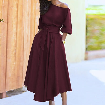 Damen Midikleid mit Taillengürtel